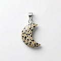 Dalmatian Jasper Crescent Moon Pendant: Sterling Silver Boho Necklace