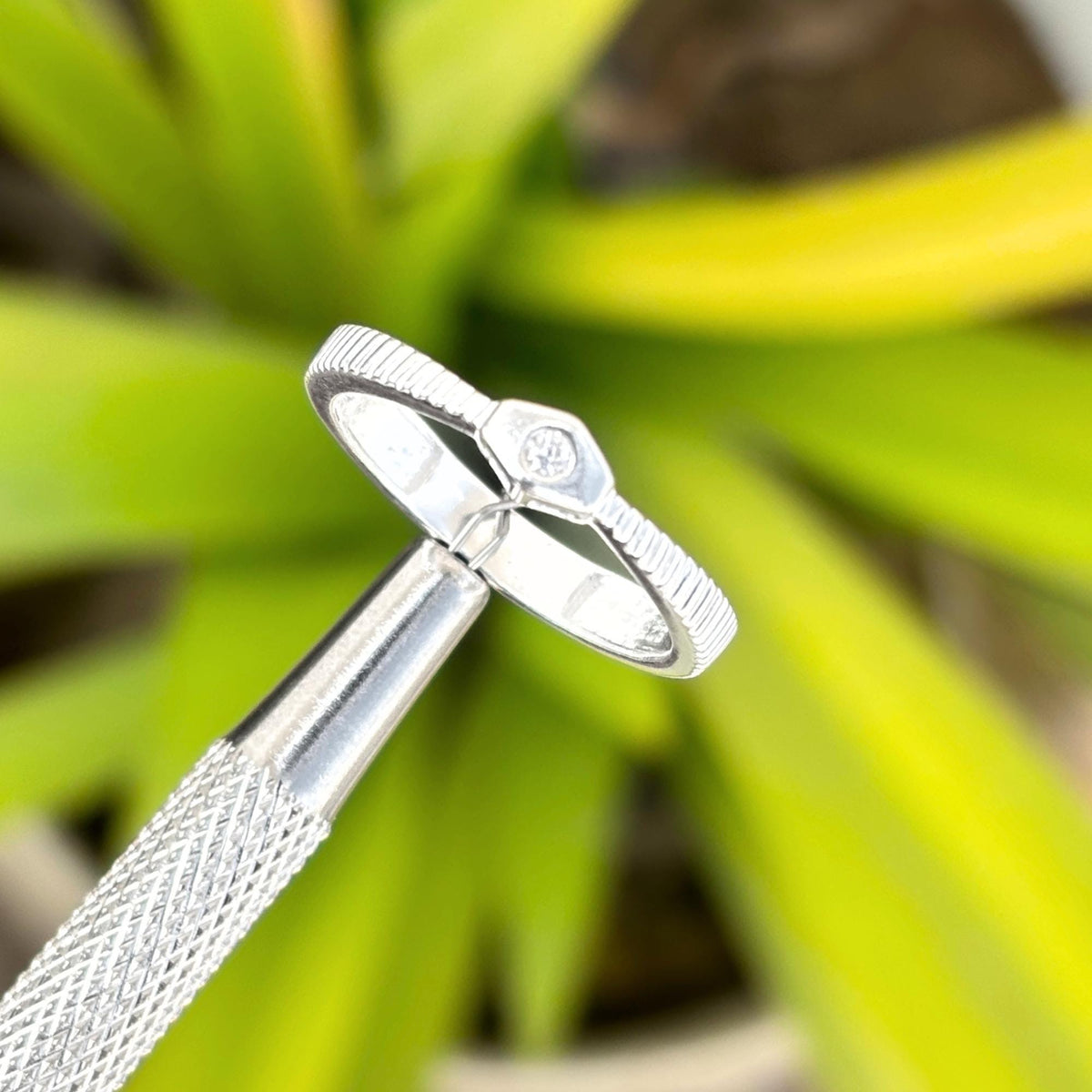 925 Sterling Silver CZ Ring – Minimalist Textured Band with Solitaire, Dainty Stacking Ring, Everyday Cubic Zirconia Jewelry Gift for Her