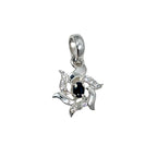 Sapphire CZ Flower Pendant – Sterling Silver September Birthstone Necklace