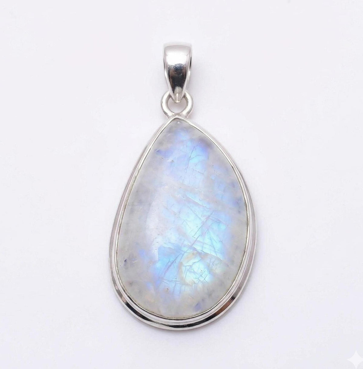 Teardrop Moonstone Pendant – 925 Sterling Silver, Minimalist Boho Gemstone Necklace