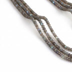 Beaded Labradorite Necklace, Three Layer Long Gemstone Necklace, Layering Boho Jewelry, Statement Gift for Her