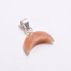 Orange Moonstone Crescent Pendant | 925 Sterling Silver Boho Charm