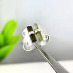 Raw Green Tourmaline Bar Sterling Silver Ring | Handmade Gemstone Stacking Ring | Minimalist Modern Jewelry