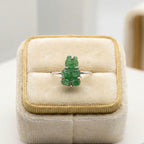 Sterling Silver Green Gemstone Teddy Bear Ring: Handmade Animal Jewelry