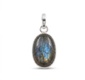Labradorite Oval Pendant: Sterling Silver Celestial Necklace