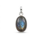 Labradorite Oval Pendant: Sterling Silver Celestial Necklace