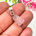 Rose Quartz Teddy Bear Pendant - Sterling Silver Carved Gemstone Charm