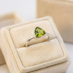 Peridot Trillion Ring: Sterling Silver Green Gemstone - August Birthstone