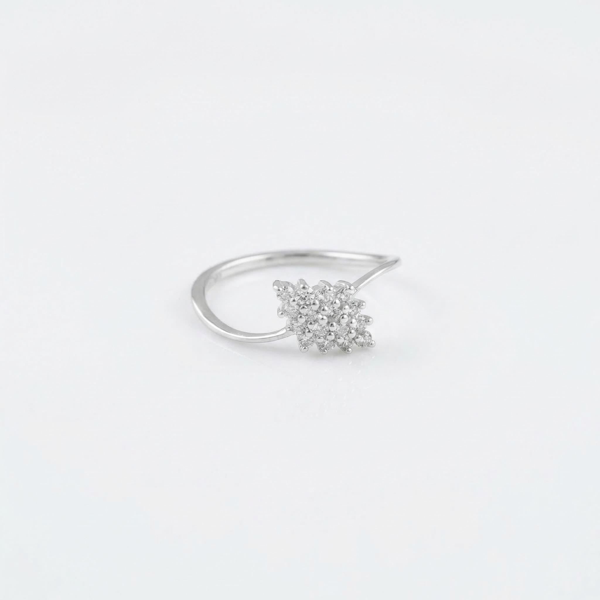 925 Sterling Silver CZ Starburst Ring, Pavé Cluster Band, Boho Stacking Jewelry