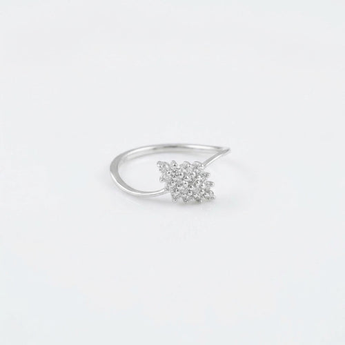 925 Sterling Silver CZ Starburst Ring, Pavé Cluster Band, Boho Stacking Jewelry