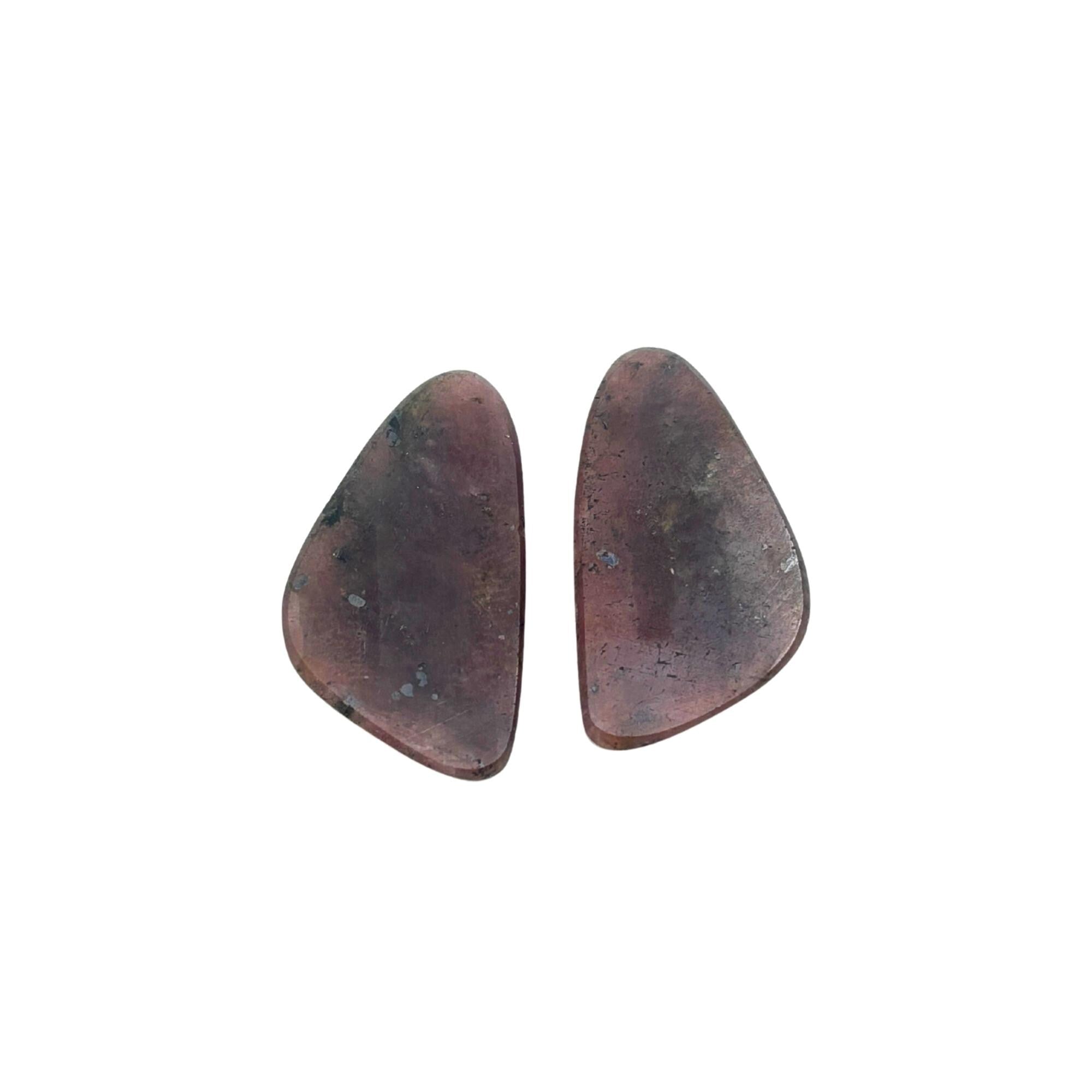Rose Cut Sapphire Gemstone Slices: Natural Untreated Pair, Fancy Shape
