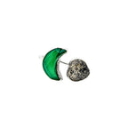 Sterling Silver Green Onyx Moon & Heart Ring: Adjustable Gemstone Band