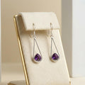 Amethyst Drop Earrings 925 Sterling Silver | Pan Gemstone Dangle | February Birthstone | Handmade Jewelry