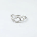 Sterling Silver CZ Chain Link Ring, Double Pavé Interlock Band, Stackable Jewelry