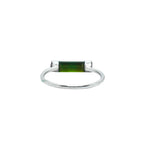 Raw Green Tourmaline Bar Ring: Handcrafted Sterling Silver Minimalist Ring