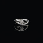 Sterling Silver CZ Twist Star Knot Ring, Pavé Cluster Bypass, Dainty Stacker Promise Ring