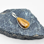 Tiger Eye Pendant Necklace, 925 Sterling Silver Golden Brown Gemstone Pendant, Boho Crystal Jewelry Gift for Her