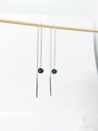 Blue Sapphire Threader Earrings | 925 Sterling Silver Dainty Chain Drop Jewelry