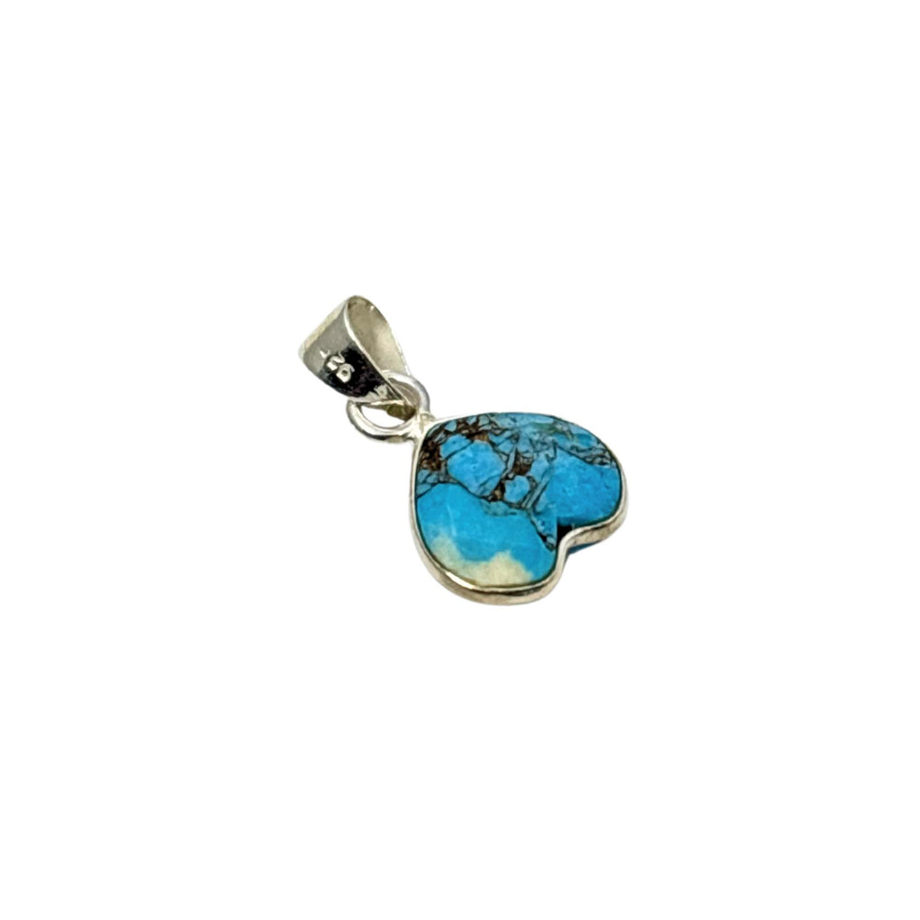 Turquoise Heart Pendant in 925 Sterling Silver – Dainty Blue Gemstone Necklace Charm, Boho Minimalist Jewelry Gift for Her
