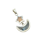 Rose Quartz Star and Fluorite Moon Pendant in 925 Sterling Silver – Celestial Gemstone Necklace, Boho Moon and Star Jewelry Gift for Her