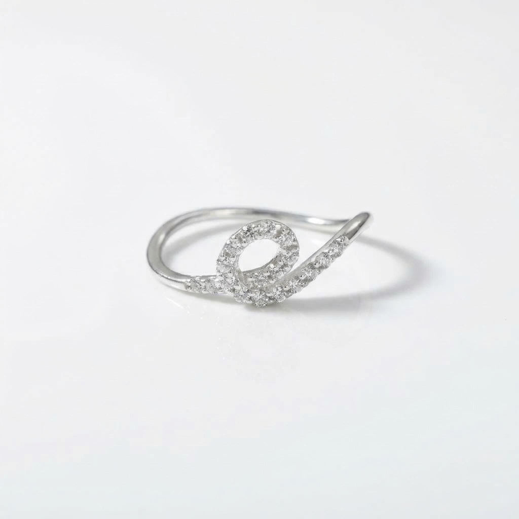 Sterling Silver CZ Infinity Loop Ring, Pavé Swirl Band, Dainty Stacker Promise Ring