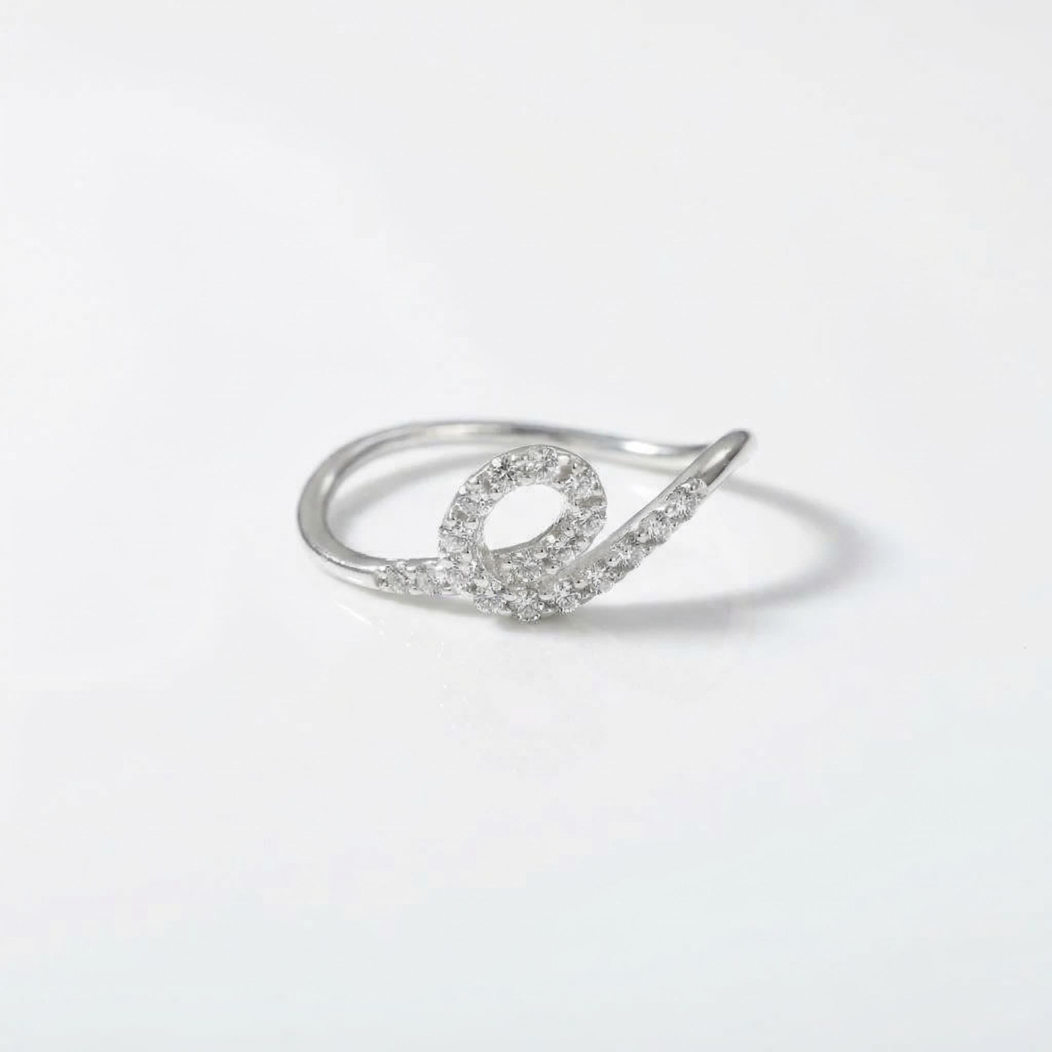 Sterling Silver CZ Infinity Loop Ring, Pavé Swirl Band, Dainty Stacker Promise Ring