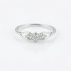 Sterling Silver Triple Flower Cluster Ring • Cubic Zirconia Nature Band