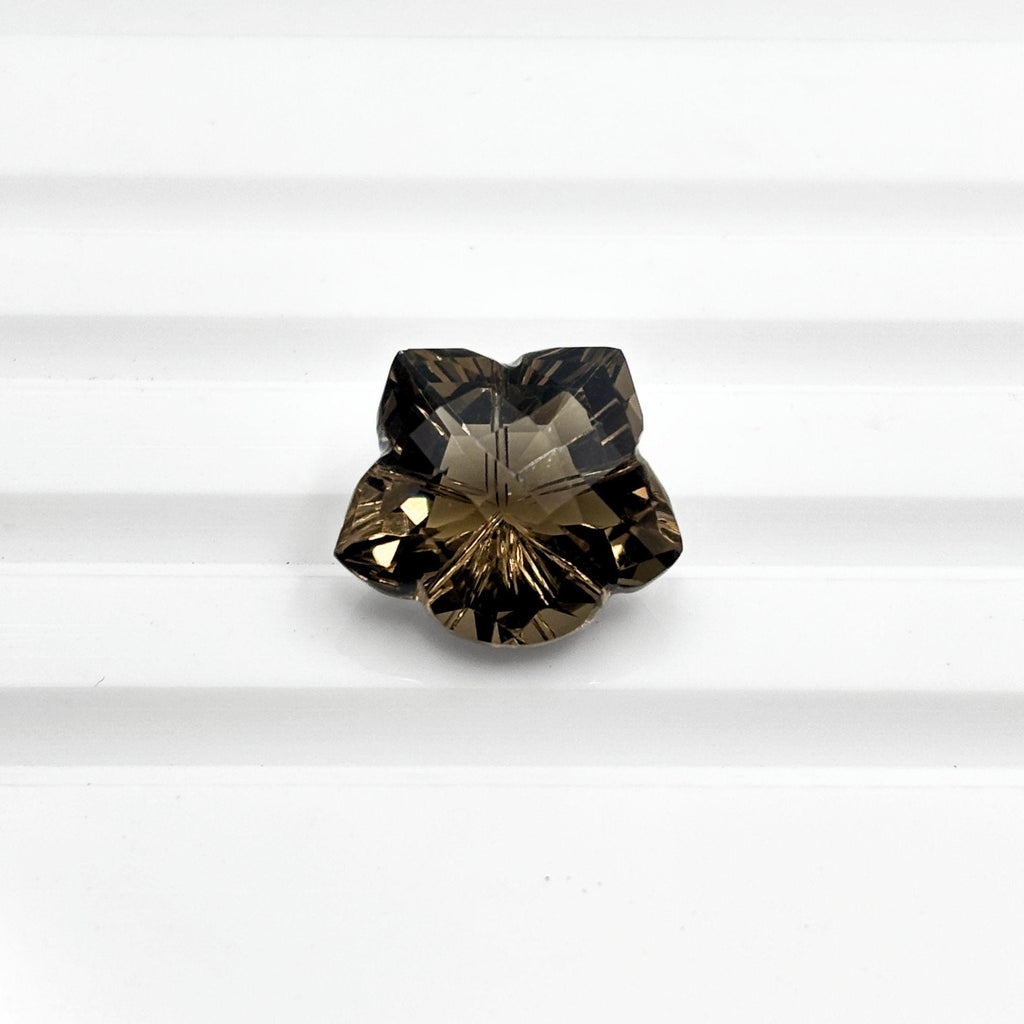 Smoky Quartz Gemstone Pair – Flower Cut, Deep Brown Matched Stones