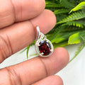 Garnet Oval CZ Pendant in 925 Sterling Silver – Deep Red January Birthstone Necklace, Elegant Gemstone Jewelry Gift for Her