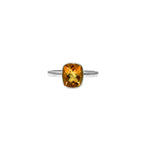 Sterling Silver Cushion Citrine Ring: Handmade Minimalist Gemstone