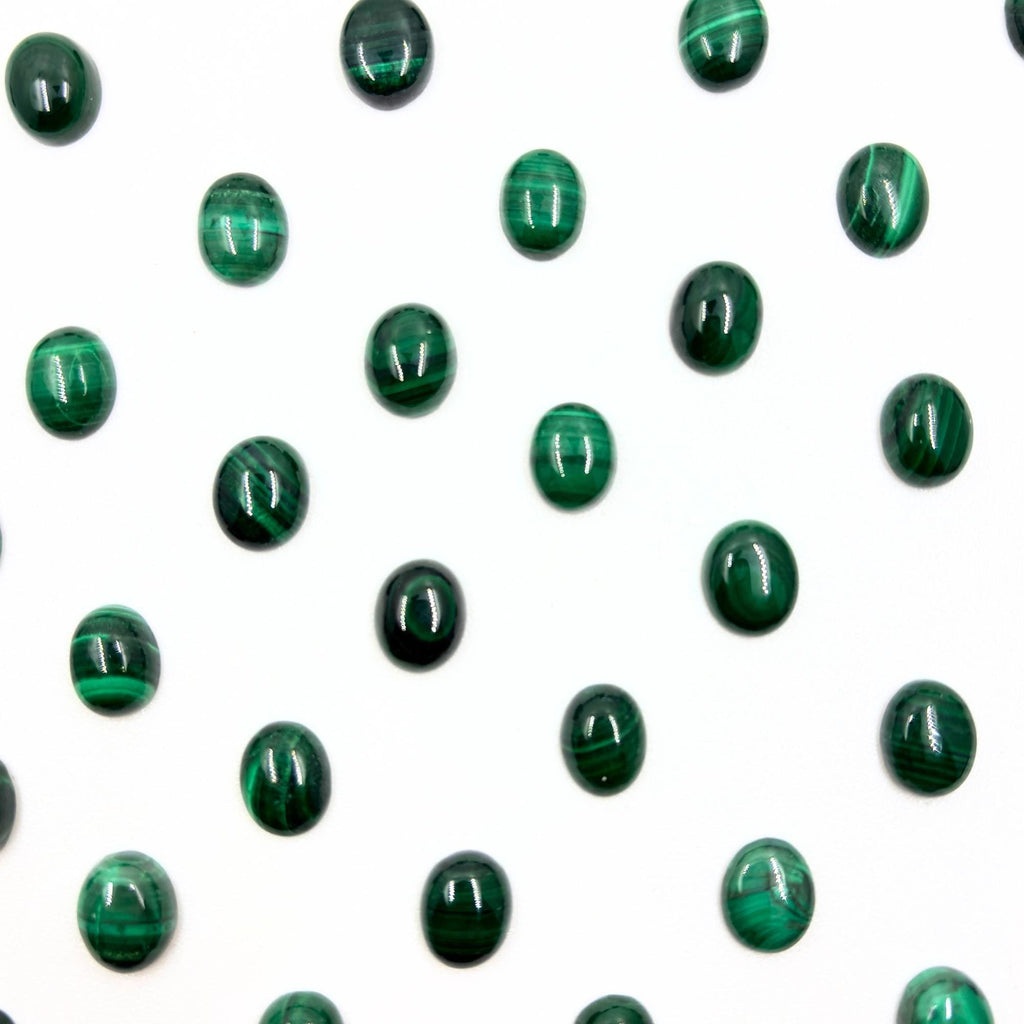 Malachite Oval Cabochons - AAA Grade, 10x8mm, Pack of 5