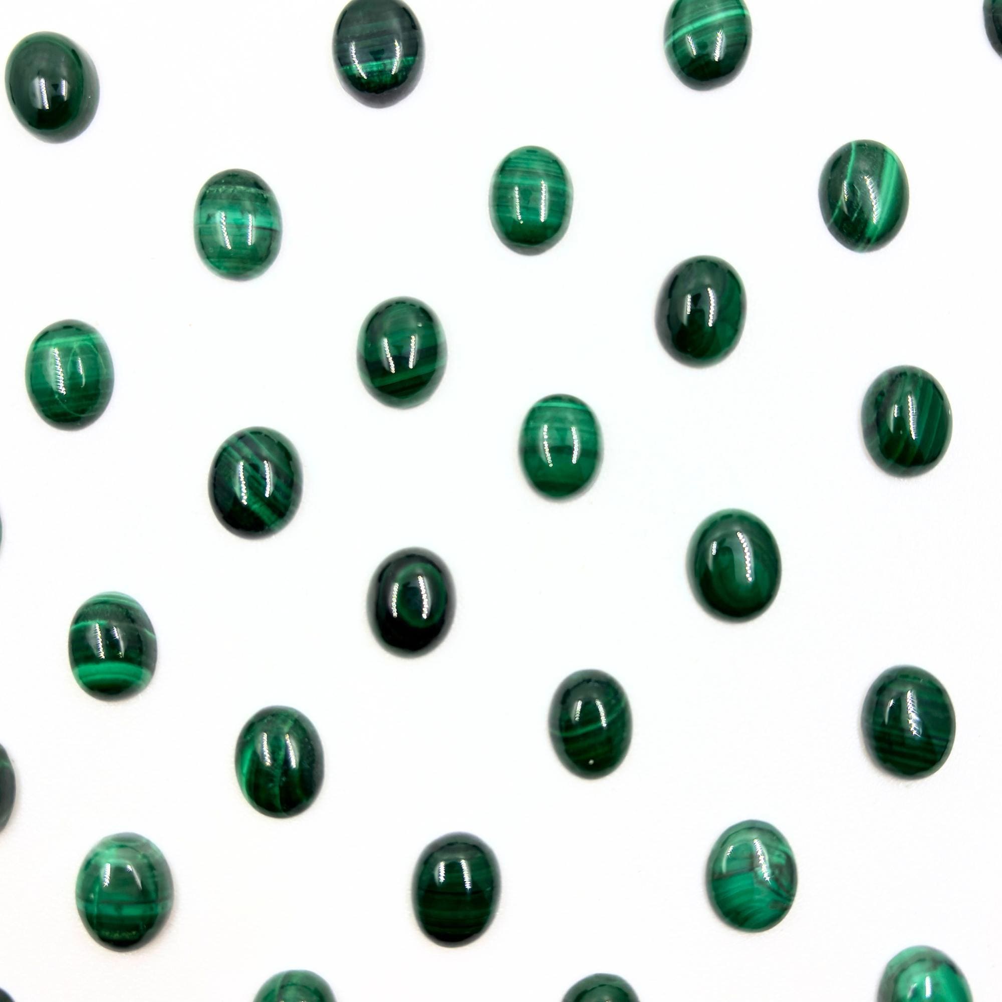Malachite Oval Cabochons - AAA Grade, 10x8mm, Pack of 5
