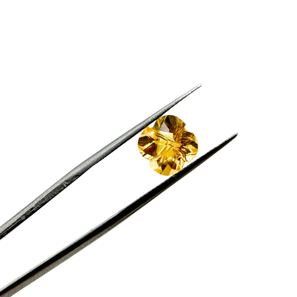 Natural Citrine Gemstone Pair, Flower Cut, Faceted Golden Yellow Loose Stones