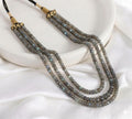 Beaded Labradorite Necklace, Three Layer Long Gemstone Necklace, Layering Boho Jewelry, Statement Gift for Her