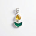 Heart & Green Onyx Moon Pendant: Sterling Silver Celestial Charm