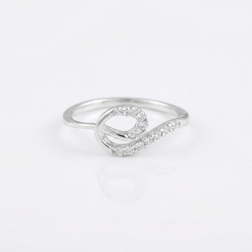 Sterling Silver CZ Knot Ring, Pavé Open Band, Dainty Stacker Jewelry