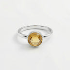 Citrine Ring: Minimalist Sterling Silver Gemstone - November Birthstone