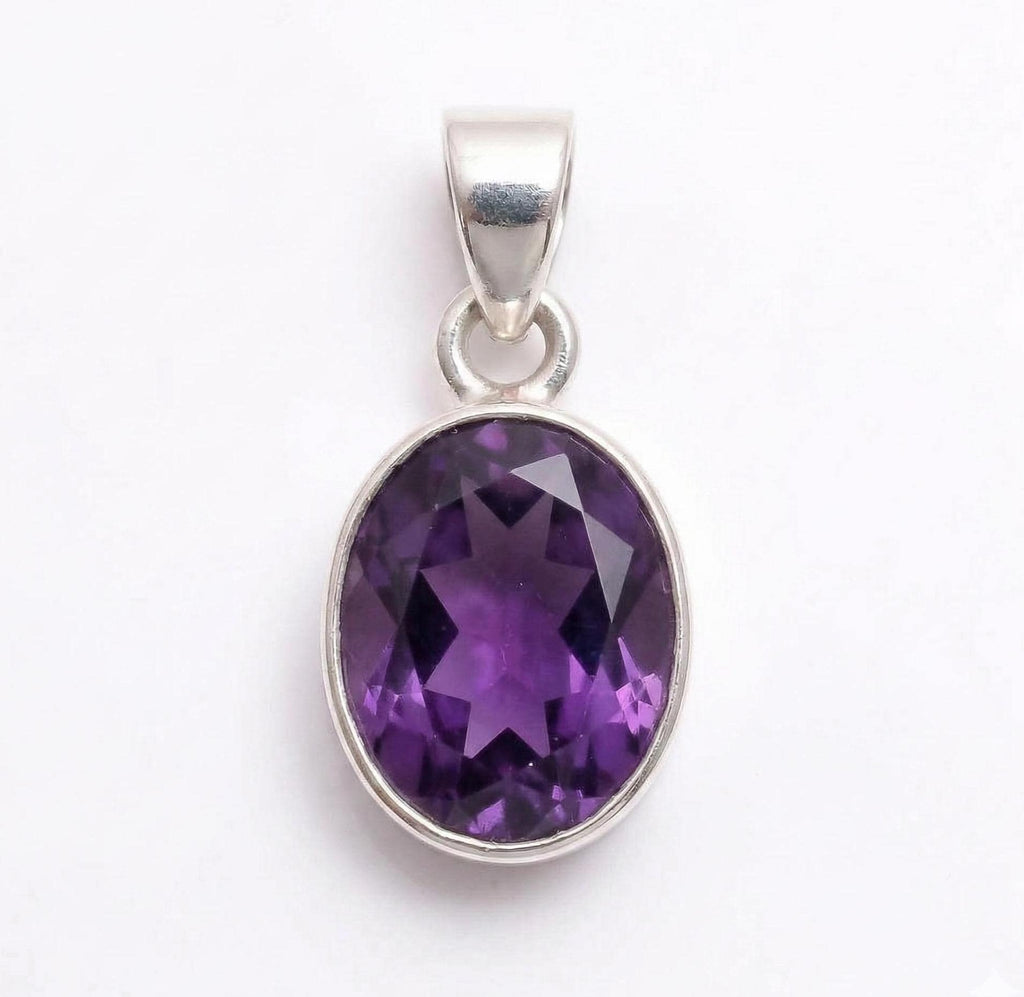 Oval Amethyst Pendant – 925 Sterling Silver, February Birthstone Jewelry