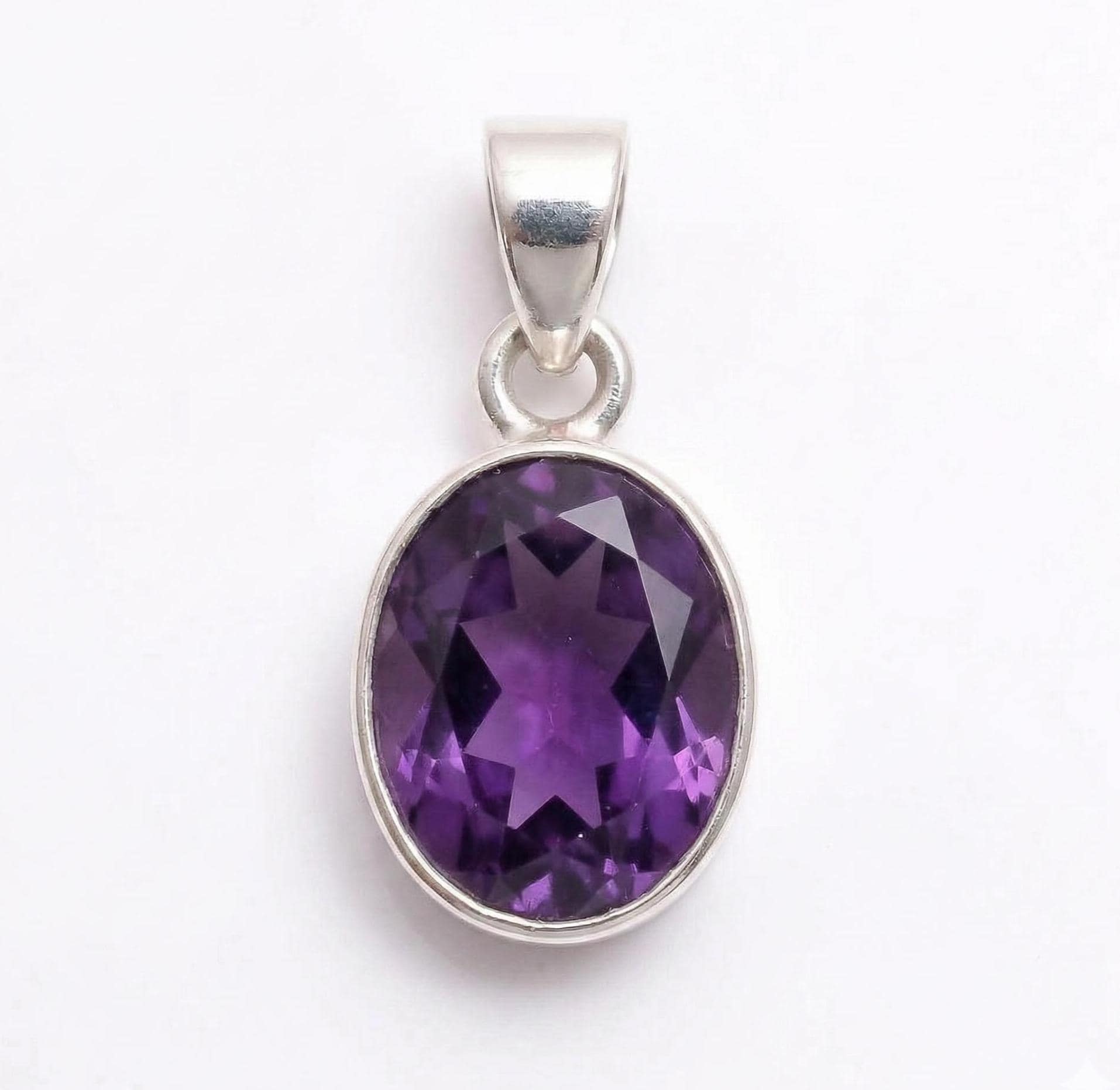 Oval Amethyst Pendant – 925 Sterling Silver, February Birthstone Jewelry