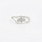 Sterling Silver CZ Flower Ring, Rhodium-Plated Pavé Stacking Band