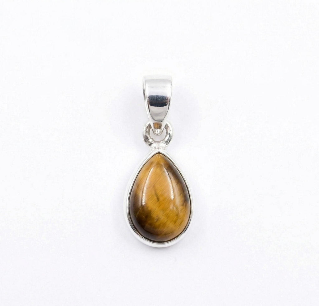 Tiger Eye Pendant: 925 Sterling Silver, Golden Brown Gemstone