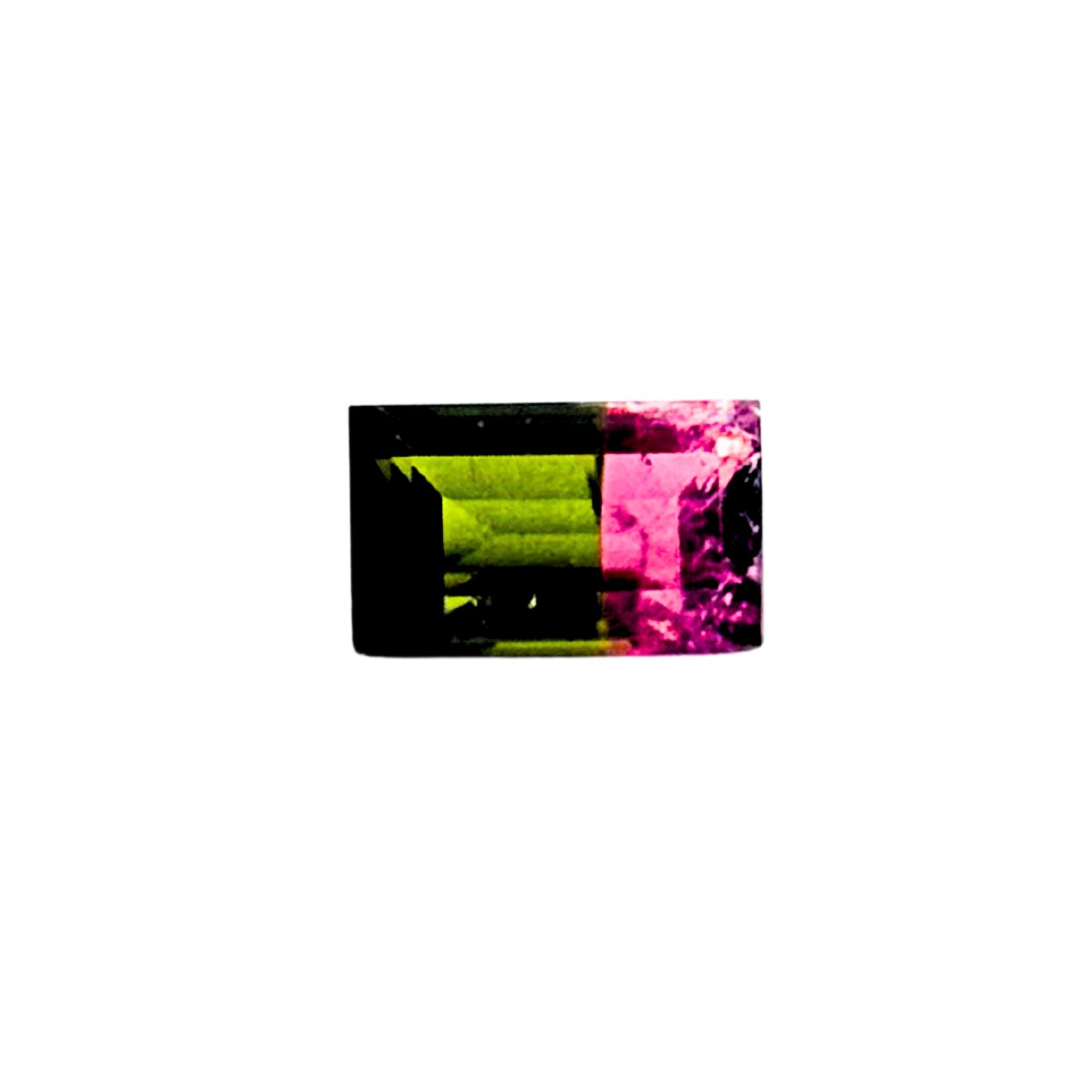 Natural Vivid Bi Color Tourmaline 1.33 ct – Baguette Faceted Cut, Loose gemstone, Jewelry making