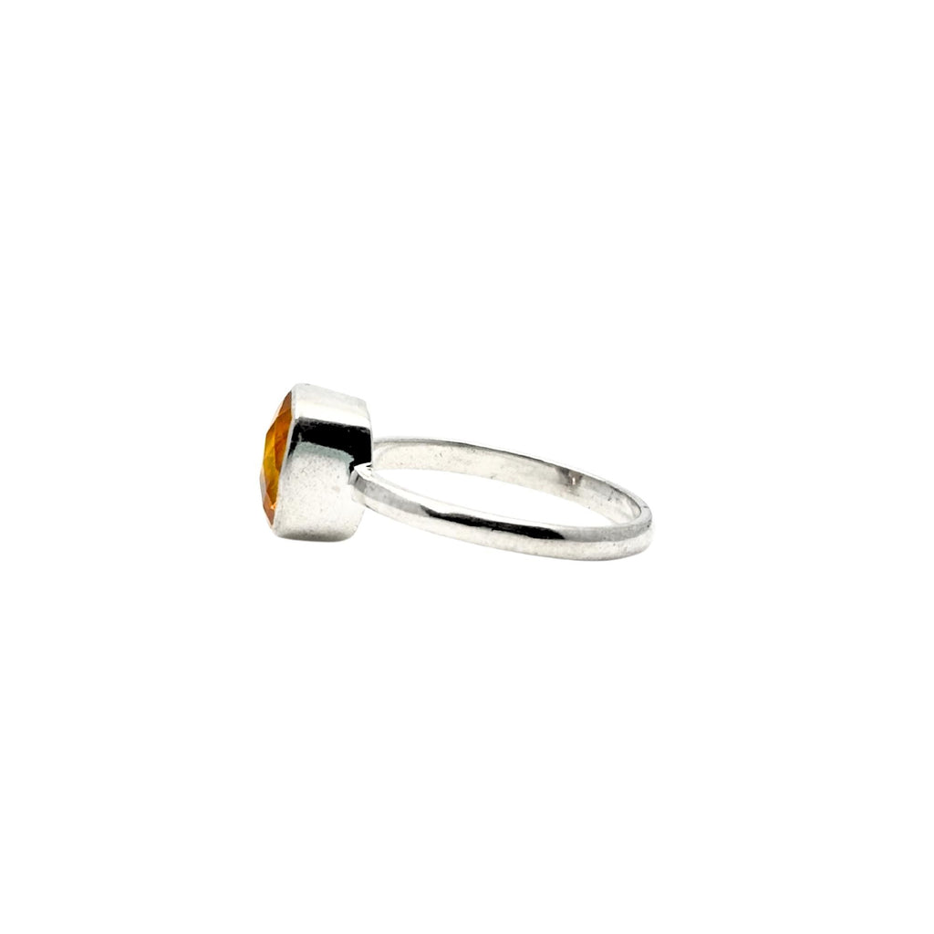 Sterling Silver Cushion Citrine Ring: Handmade Minimalist Gemstone