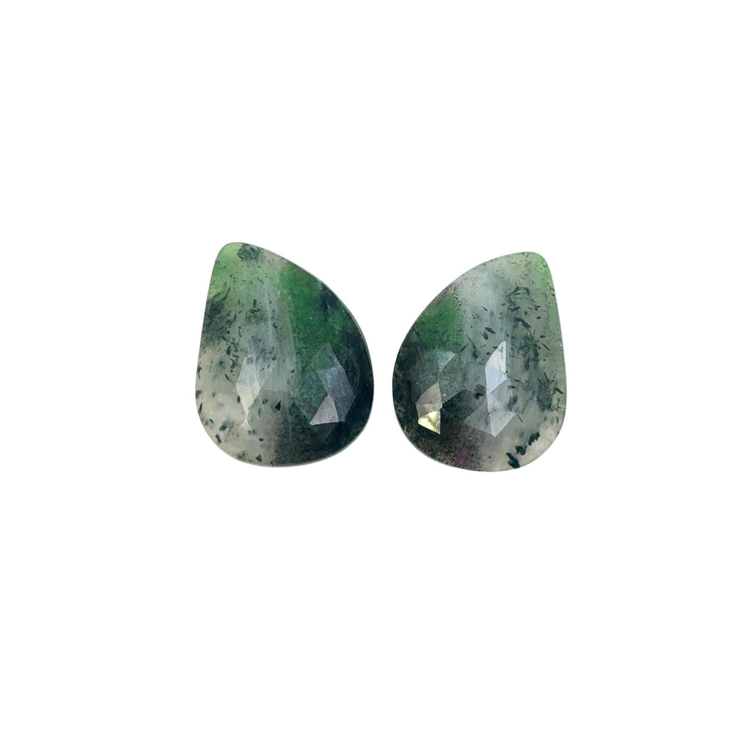 Untreated Sapphire Rose Cut Slices: Natural Gemstone Pair for Jewelry