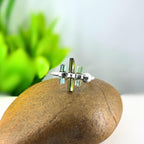 Raw Multi-Tourmaline Bar Sterling Silver Ring | Handmade Gemstone Stacking Ring | Minimalist Open Band Jewelry