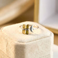 Raw Tourmaline Bar Ring: Sterling Silver Open Band, October Birthstone