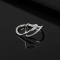 Sterling Silver CZ Leaf Ring, Nature Inspired Stacking Band, Adjustable Promise Jewelry