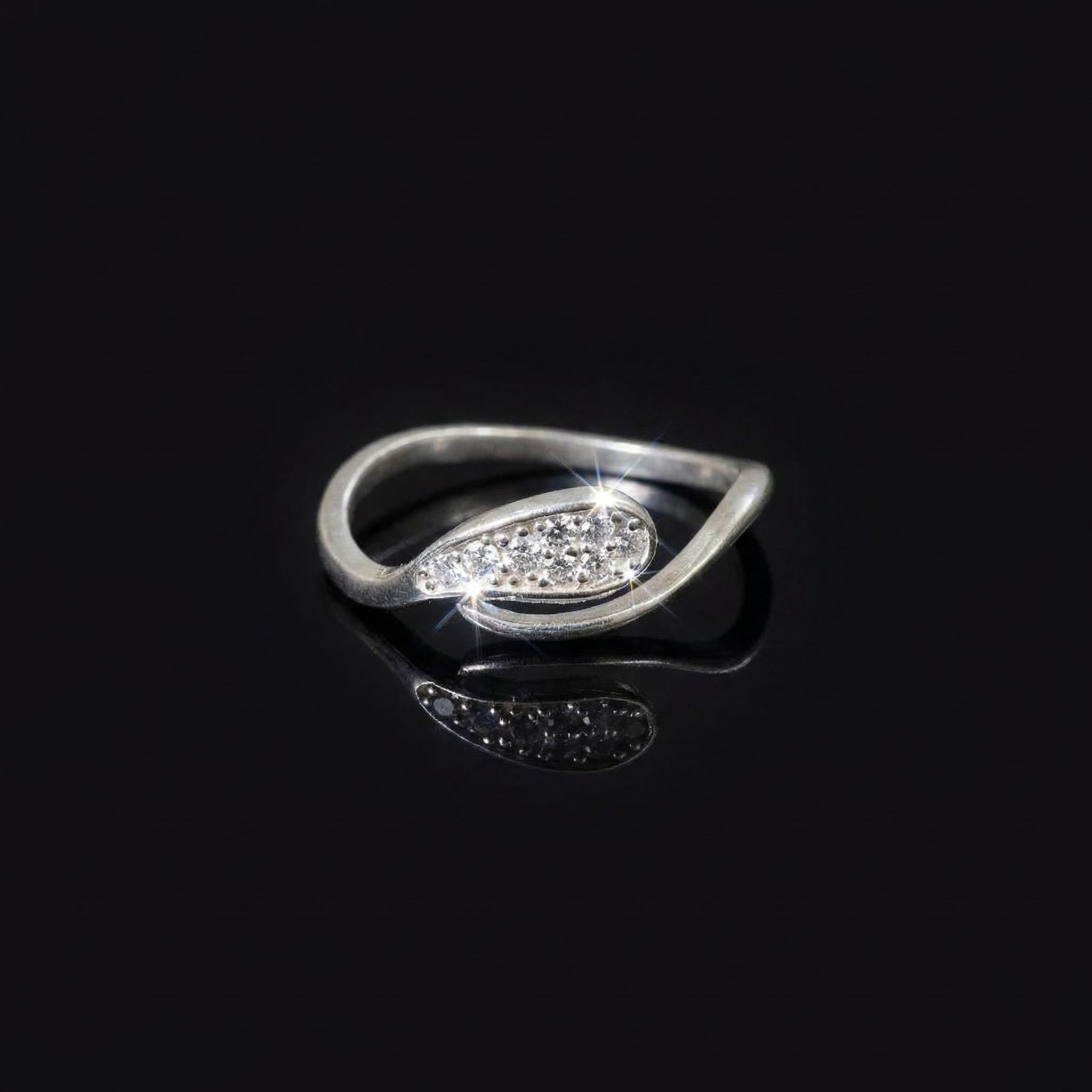 Sterling Silver CZ Teardrop Ring, Pear Pavé Bypass Band, Dainty Stacker Jewelry