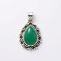 Green Onyx Oval Pendant – Cabs 925 Sterling Silver Charm