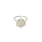 Carved Mother of Pearl Flower Ring: Sterling Silver Boho Jewelry